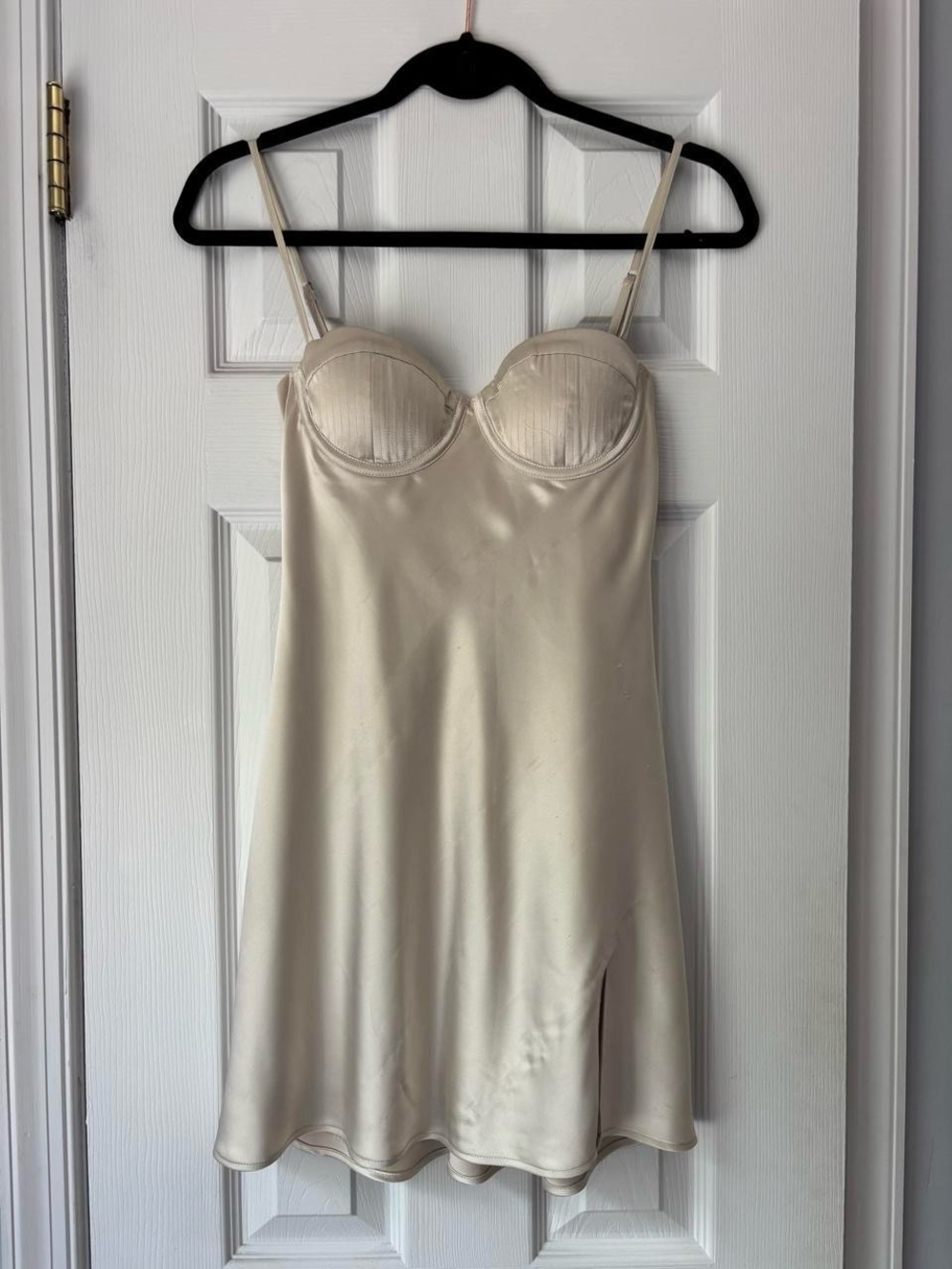 Meshki Satin Ivory Bustier Slip Dress